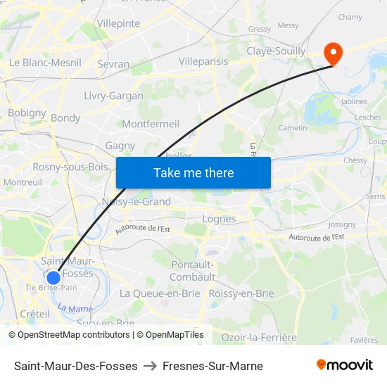 Saint-Maur-Des-Fosses to Fresnes-Sur-Marne map