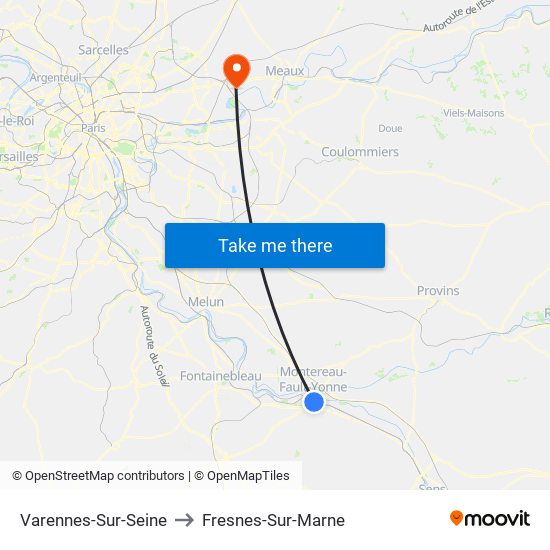 Varennes-Sur-Seine to Fresnes-Sur-Marne map