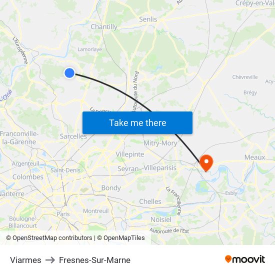 Viarmes to Fresnes-Sur-Marne map
