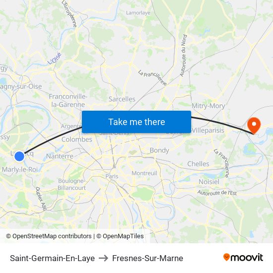 Saint-Germain-En-Laye to Fresnes-Sur-Marne map