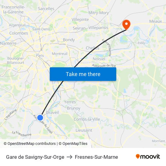 Gare de Savigny-Sur-Orge to Fresnes-Sur-Marne map
