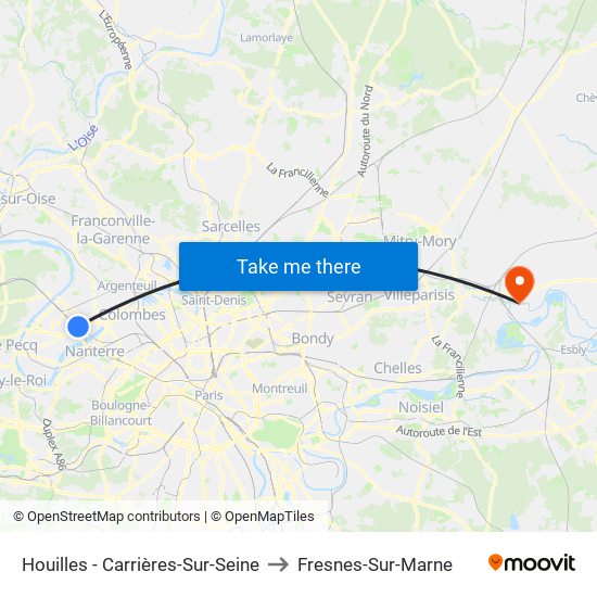 Houilles - Carrières-Sur-Seine to Fresnes-Sur-Marne map