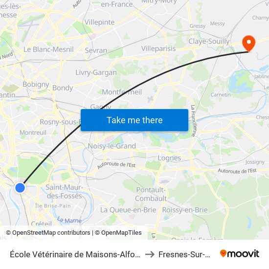 École Vétérinaire de Maisons-Alfort - Métro to Fresnes-Sur-Marne map