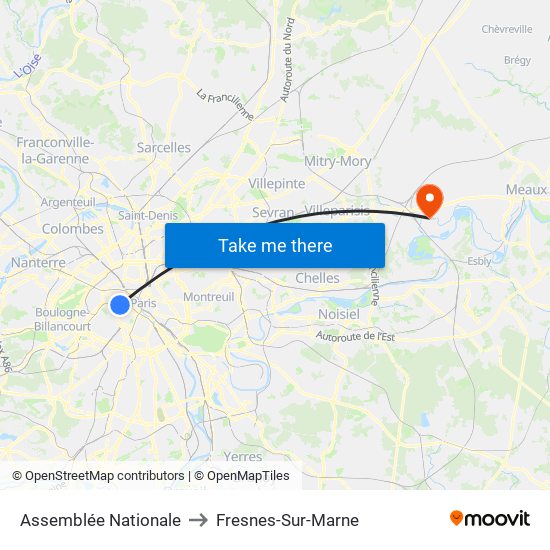 Assemblée Nationale to Fresnes-Sur-Marne map