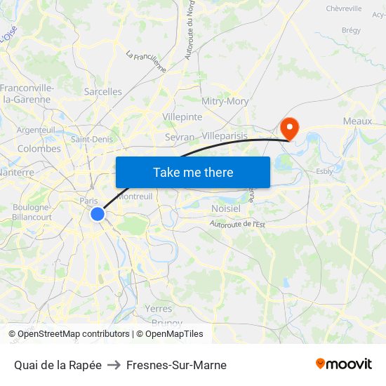 Quai de la Rapée to Fresnes-Sur-Marne map