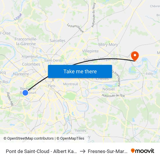 Pont de Saint-Cloud - Albert Kahn to Fresnes-Sur-Marne map