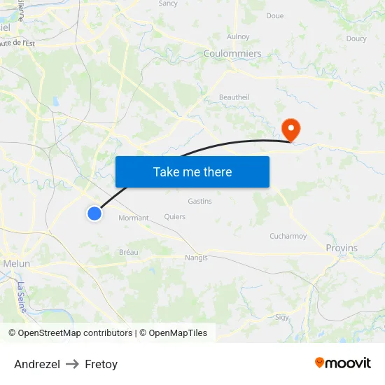 Andrezel to Fretoy map
