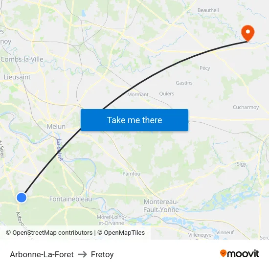 Arbonne-La-Foret to Fretoy map