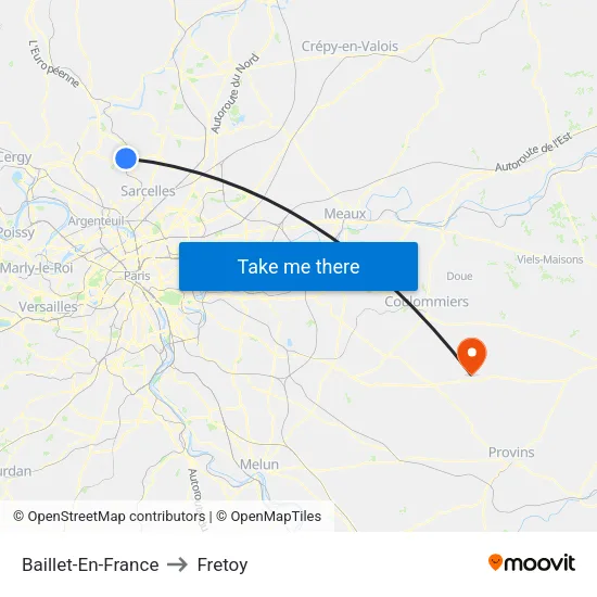 Baillet-En-France to Fretoy map