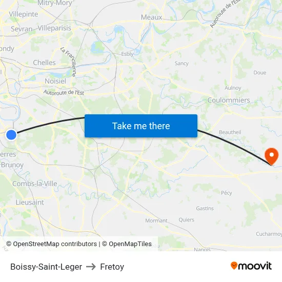 Boissy-Saint-Leger to Fretoy map