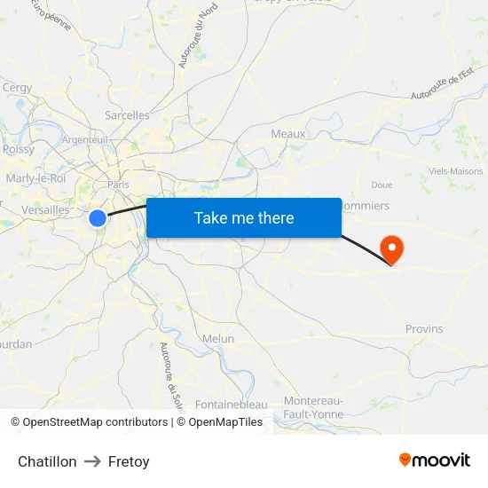 Chatillon to Fretoy map