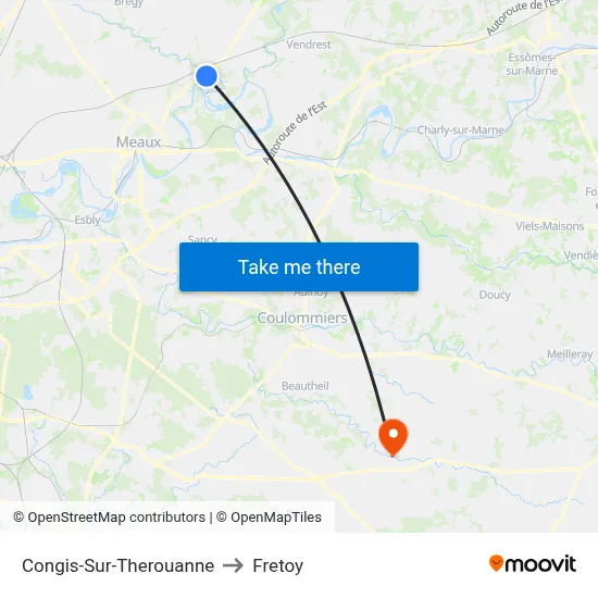 Congis-Sur-Therouanne to Fretoy map