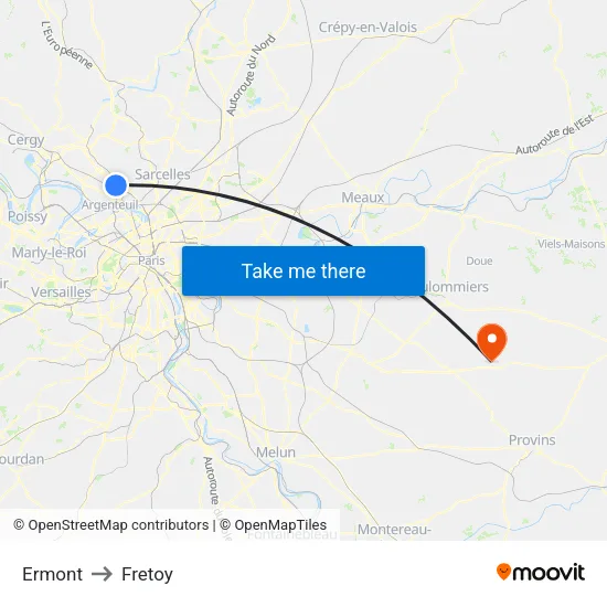 Ermont to Fretoy map