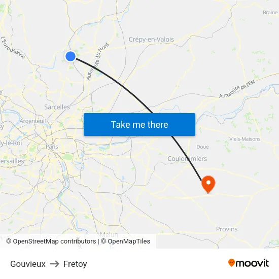 Gouvieux to Fretoy map