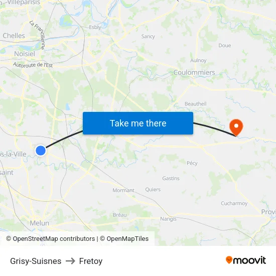 Grisy-Suisnes to Fretoy map