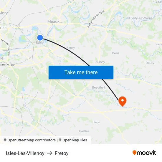 Isles-Les-Villenoy to Fretoy map