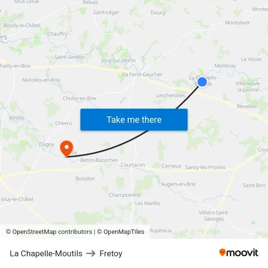La Chapelle-Moutils to Fretoy map
