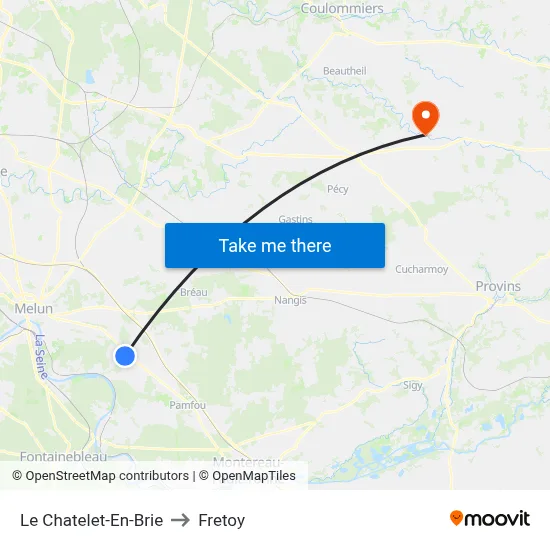 Le Chatelet-En-Brie to Fretoy map