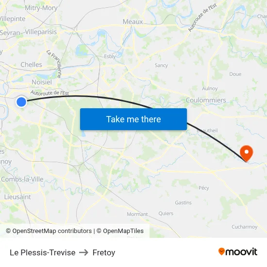 Le Plessis-Trevise to Fretoy map