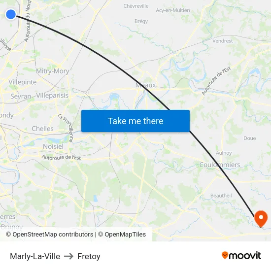 Marly-La-Ville to Fretoy map