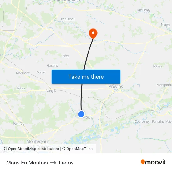Mons-En-Montois to Fretoy map