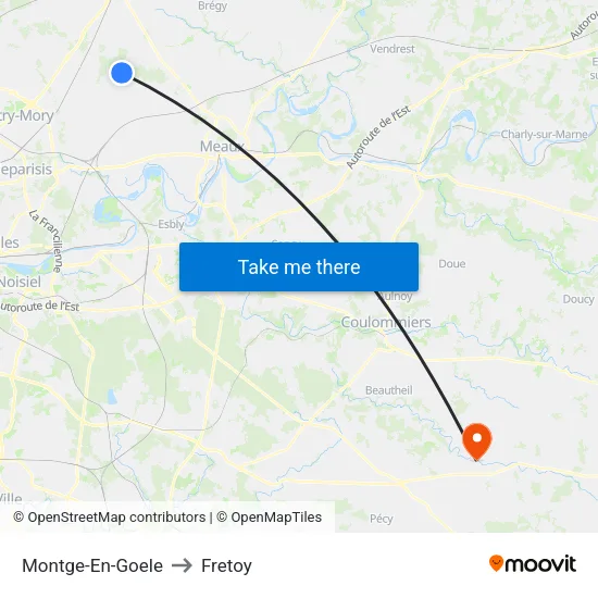 Montge-En-Goele to Fretoy map
