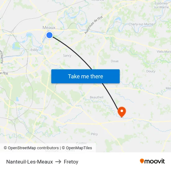 Nanteuil-Les-Meaux to Fretoy map