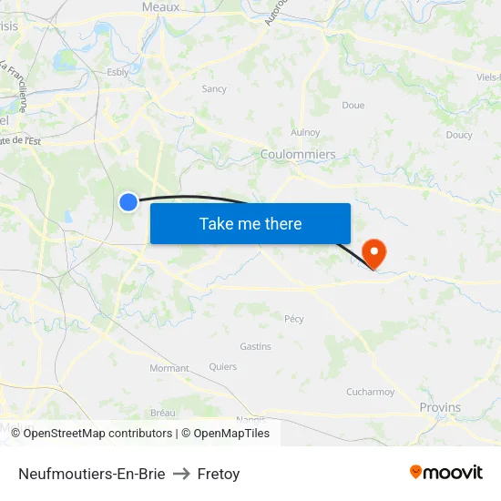 Neufmoutiers-En-Brie to Fretoy map