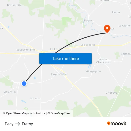 Pecy to Fretoy map