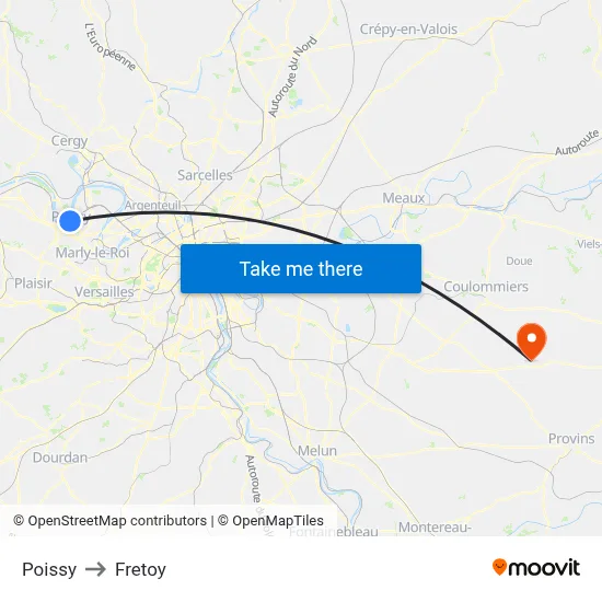 Poissy to Fretoy map