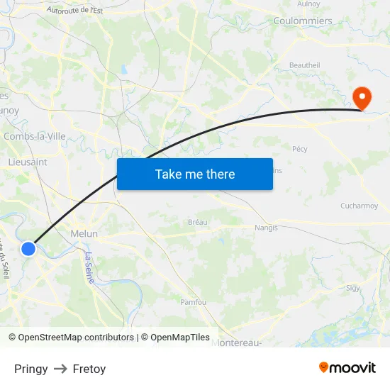 Pringy to Fretoy map