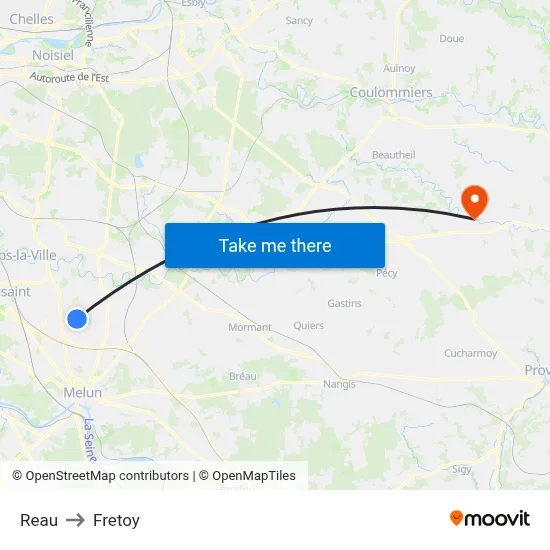 Reau to Fretoy map