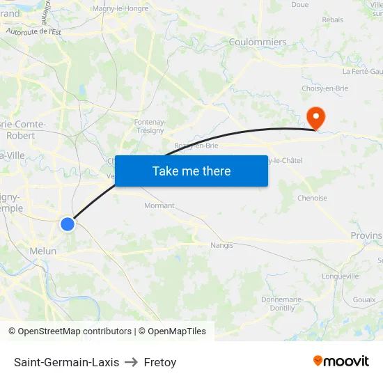 Saint-Germain-Laxis to Fretoy map