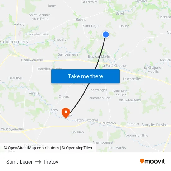 Saint-Leger to Fretoy map