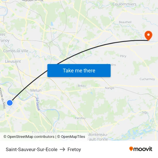 Saint-Sauveur-Sur-Ecole to Fretoy map