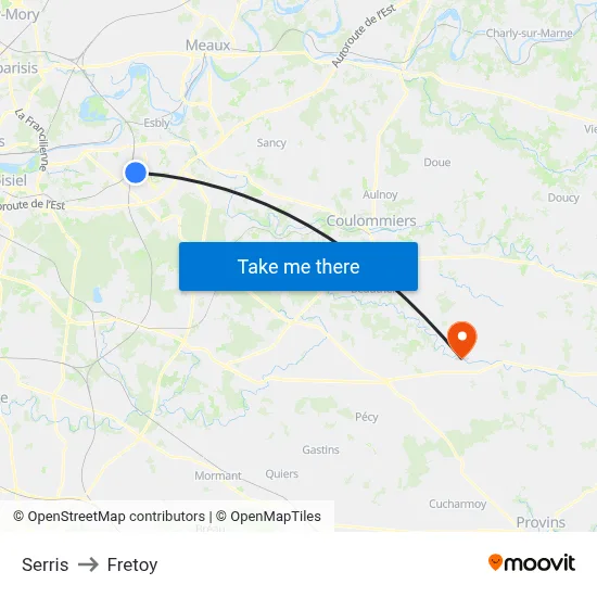 Serris to Fretoy map