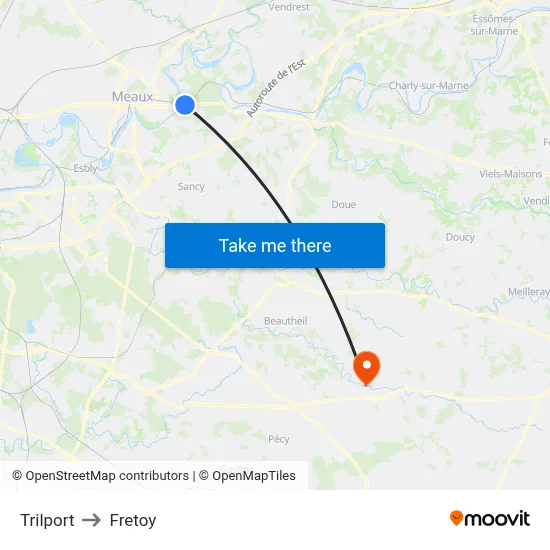 Trilport to Fretoy map