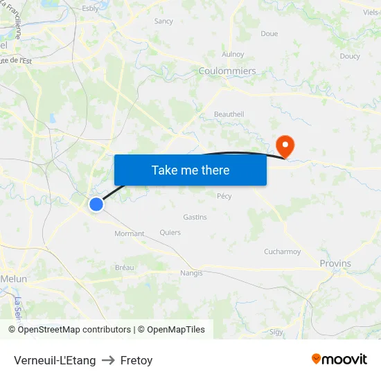 Verneuil-L'Etang to Fretoy map