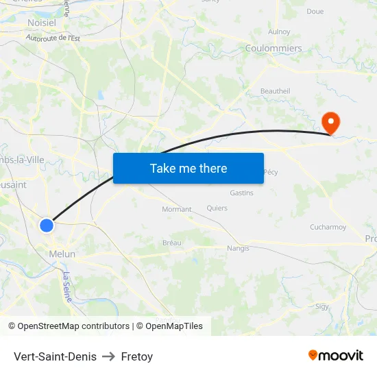 Vert-Saint-Denis to Fretoy map