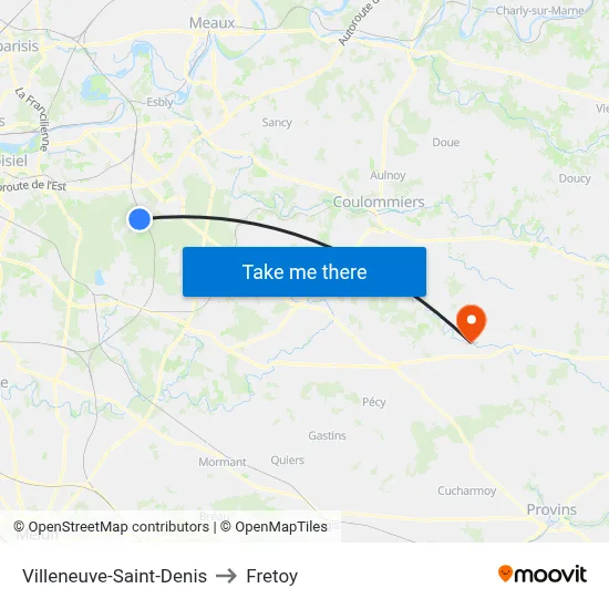 Villeneuve-Saint-Denis to Fretoy map