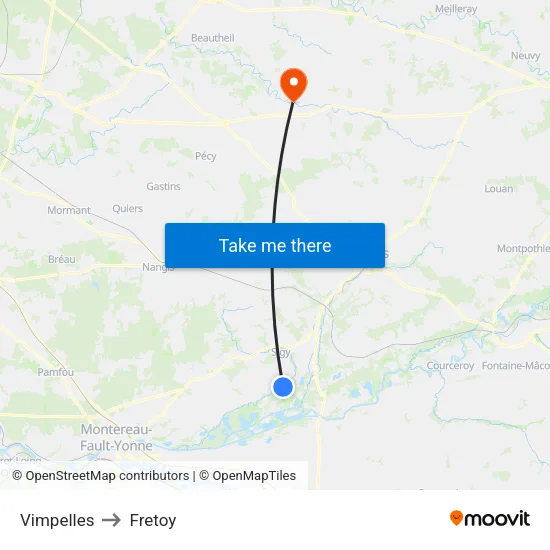 Vimpelles to Fretoy map
