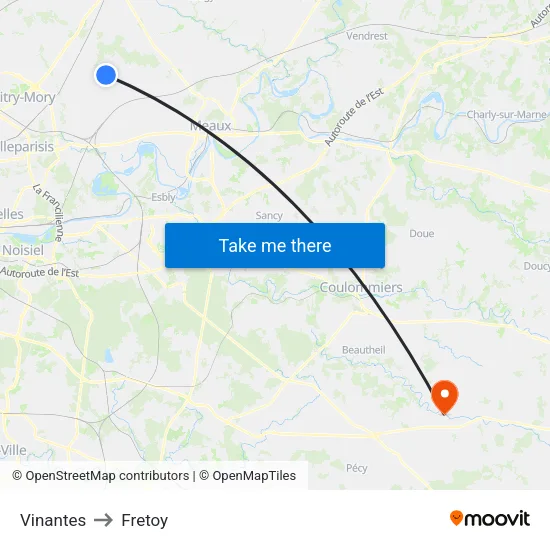 Vinantes to Fretoy map