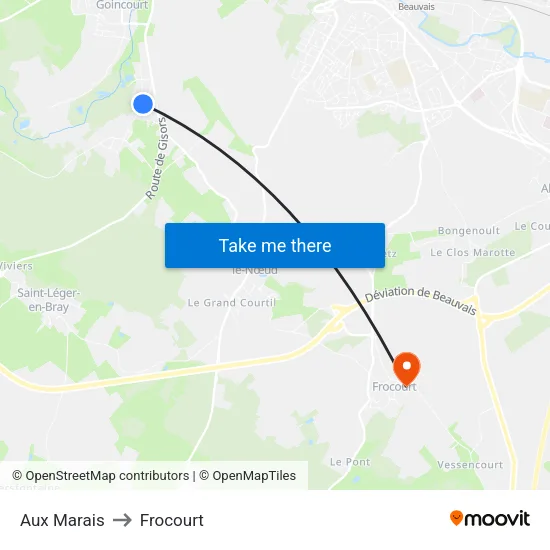 Aux Marais to Frocourt map