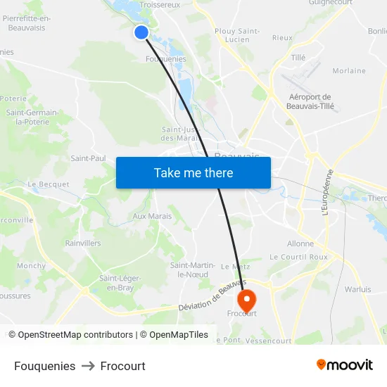 Fouquenies to Frocourt map
