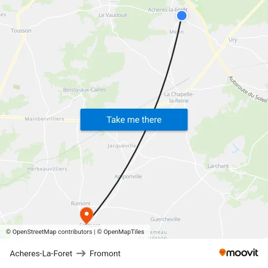 Acheres-La-Foret to Fromont map
