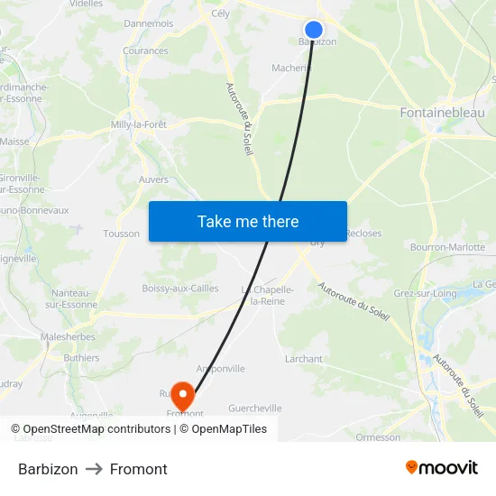 Barbizon to Fromont map