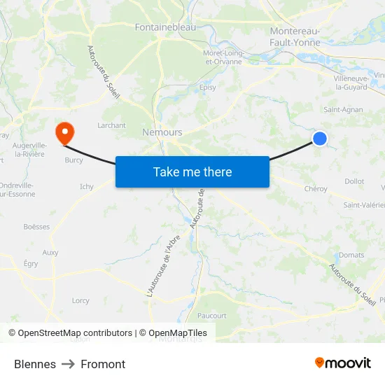 Blennes to Fromont map