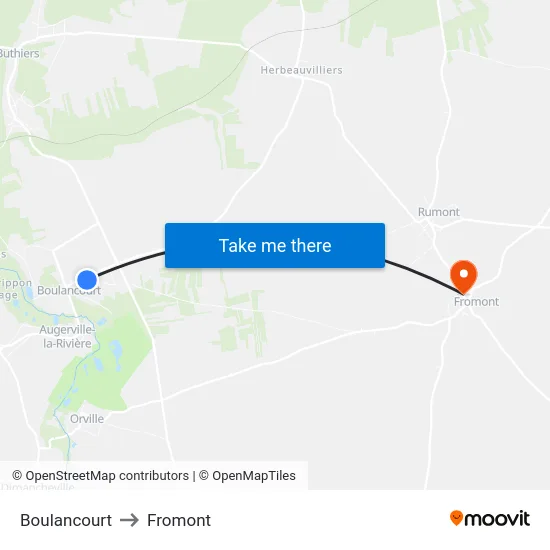 Boulancourt to Fromont map