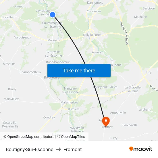 Boutigny-Sur-Essonne to Fromont map