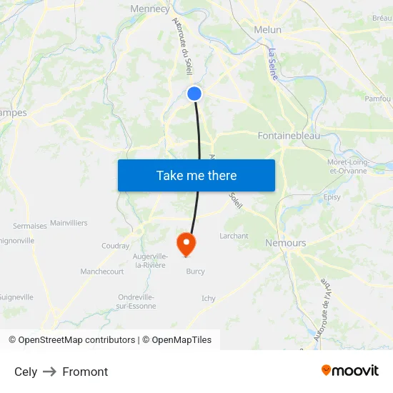 Cely to Fromont map